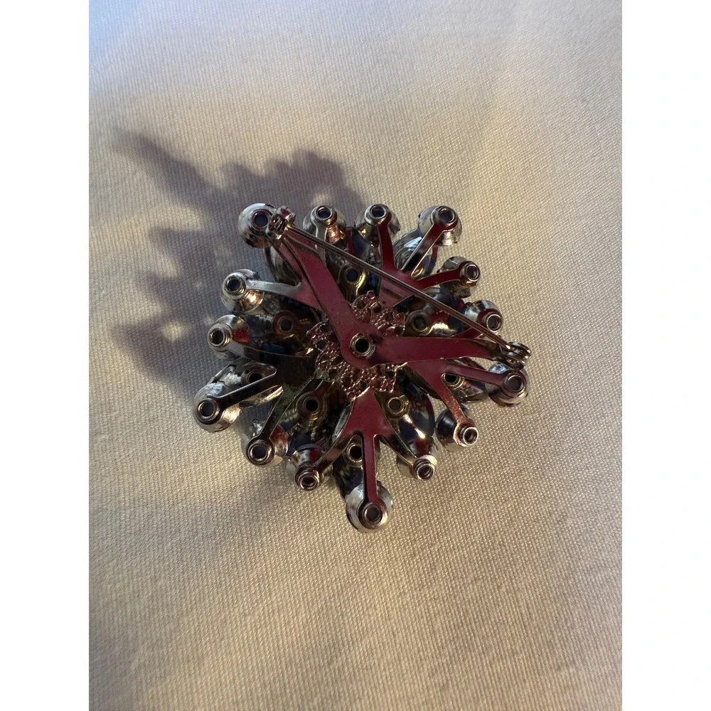 Vintage Blue Crystal Flower Brooch Pin‎ Statement Jewelry Women